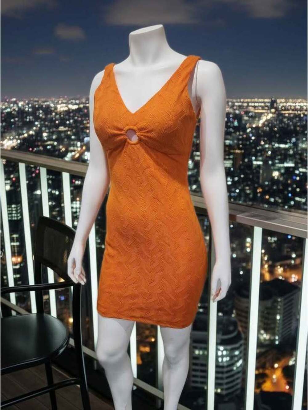 Guess Orange Knit Cut-Out Mini Dress, Size 4